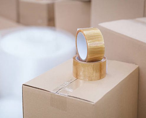 duct tape on cardboard box